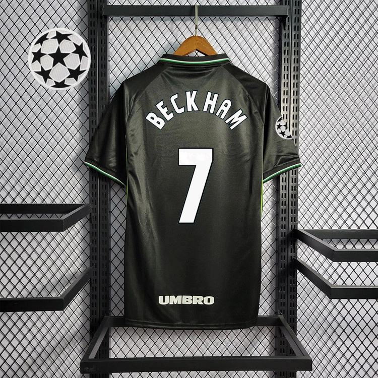Retro 1998-99 Manchester United Third Shirt With BECKHAM GIGGS KEANE SHERINGHAM Football jersey retro