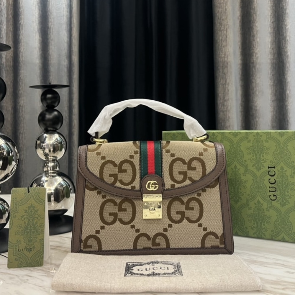 Gucci Ophidia Small Jumbo Gg Bag Camel Ebony 25Cm 651055 Ukmdg 2570