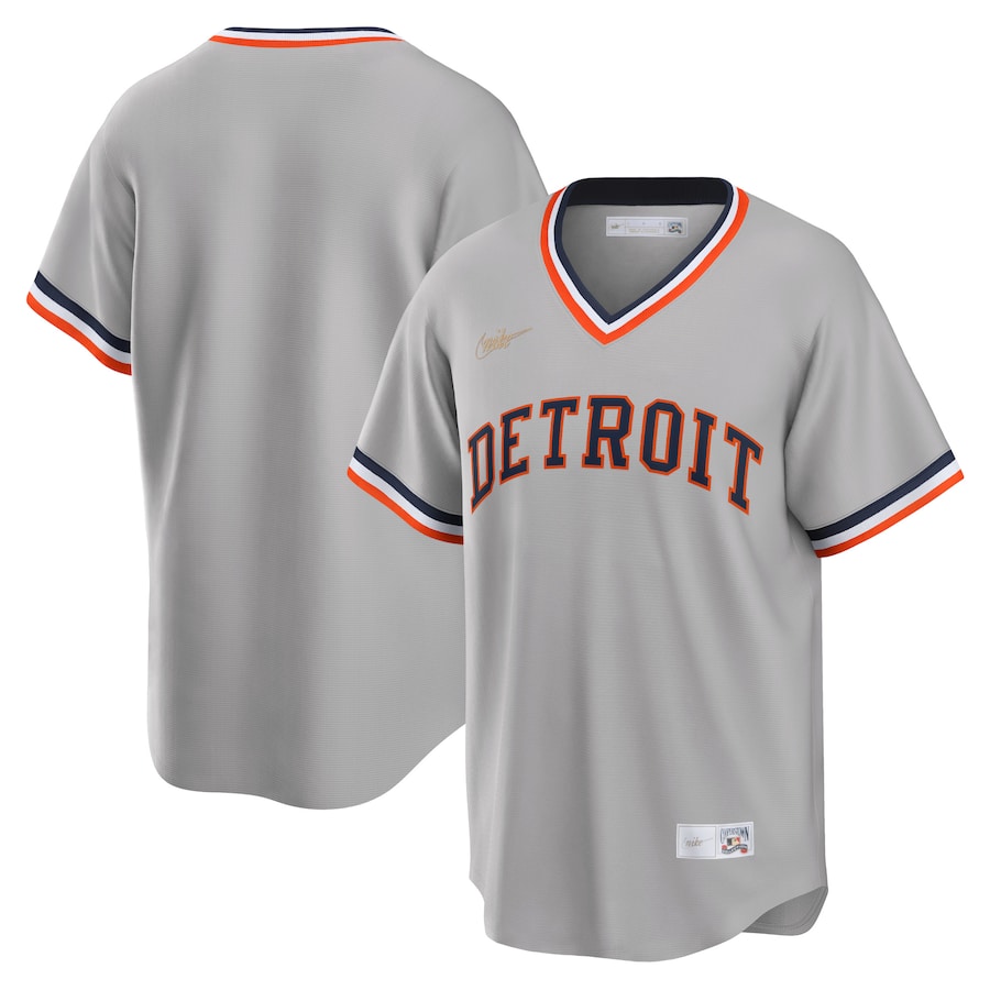 Detroit Tigers Road Cooperstown Collection Team Jersey Gray