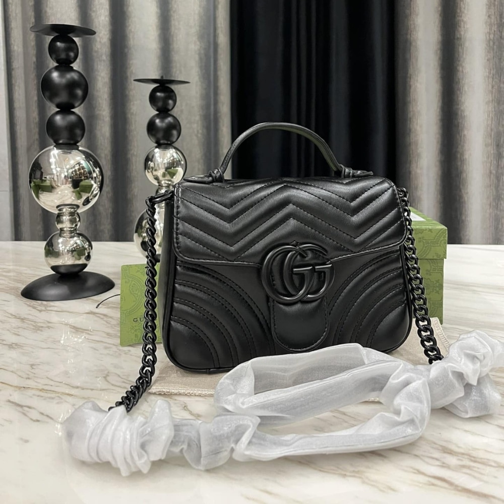 Gucci Gg Marmont Small Top Handle Bag Black 21Cm 702563 Dtdfv 1000
