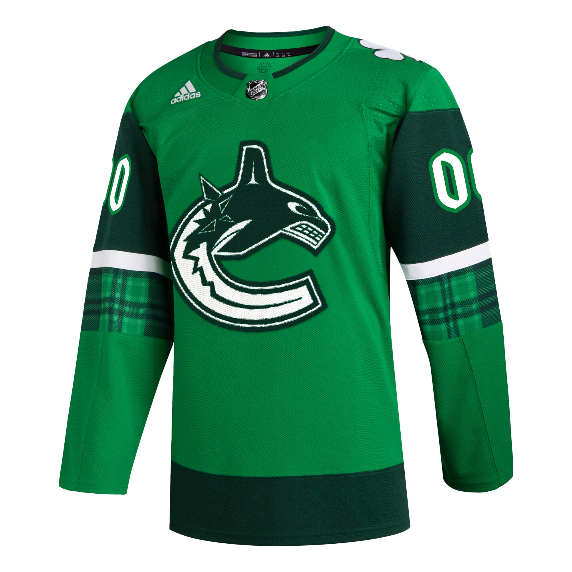 Vancouver Canucks adidas St. Patrick’s Day Authentic Custom Jersey – Kelly Green