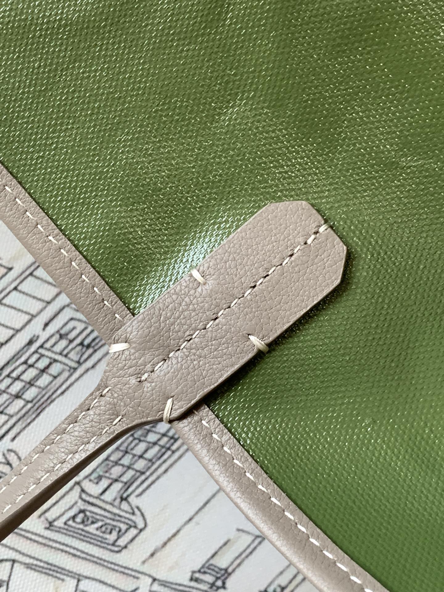 Goyard St Louis Pm 48Cm Greige And Green Tote Bag