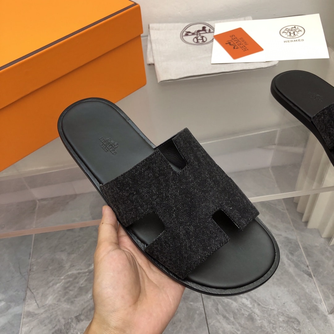 Hermes Izmir Sandal Noir Denim