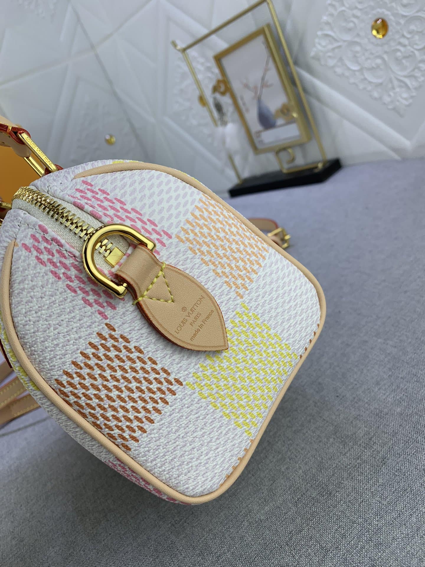 Louis Vuitton Speedy Bandoulière Damier Canvas Peach 20Cm