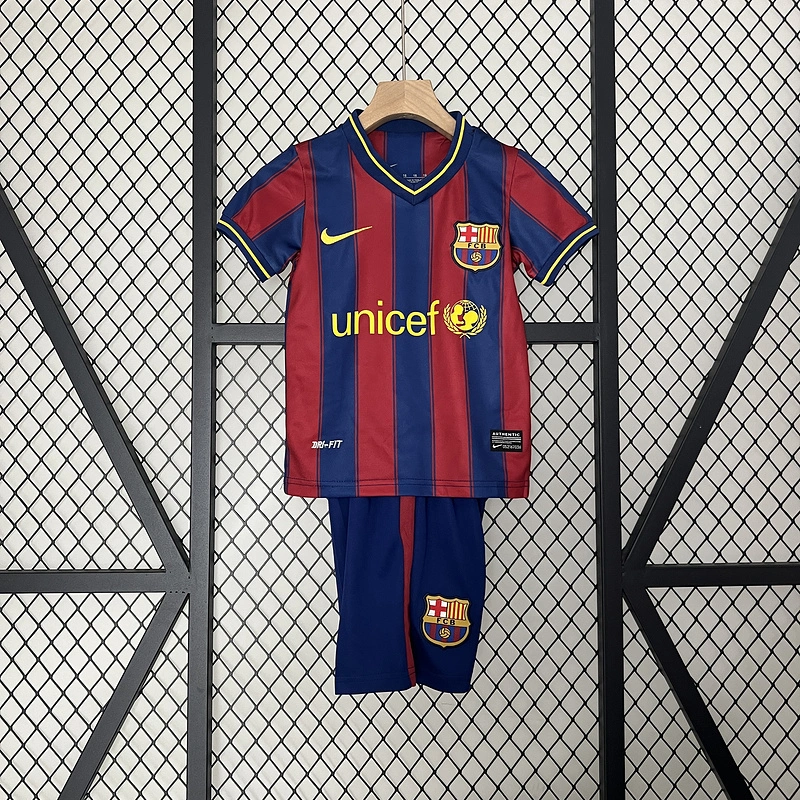 Retro Kids 2009-10 Kids Barcelona Home MESSI PIQUE IBRAHIMOUIC XAVI A.INISTA PUYOL HENRY Football jersey retro