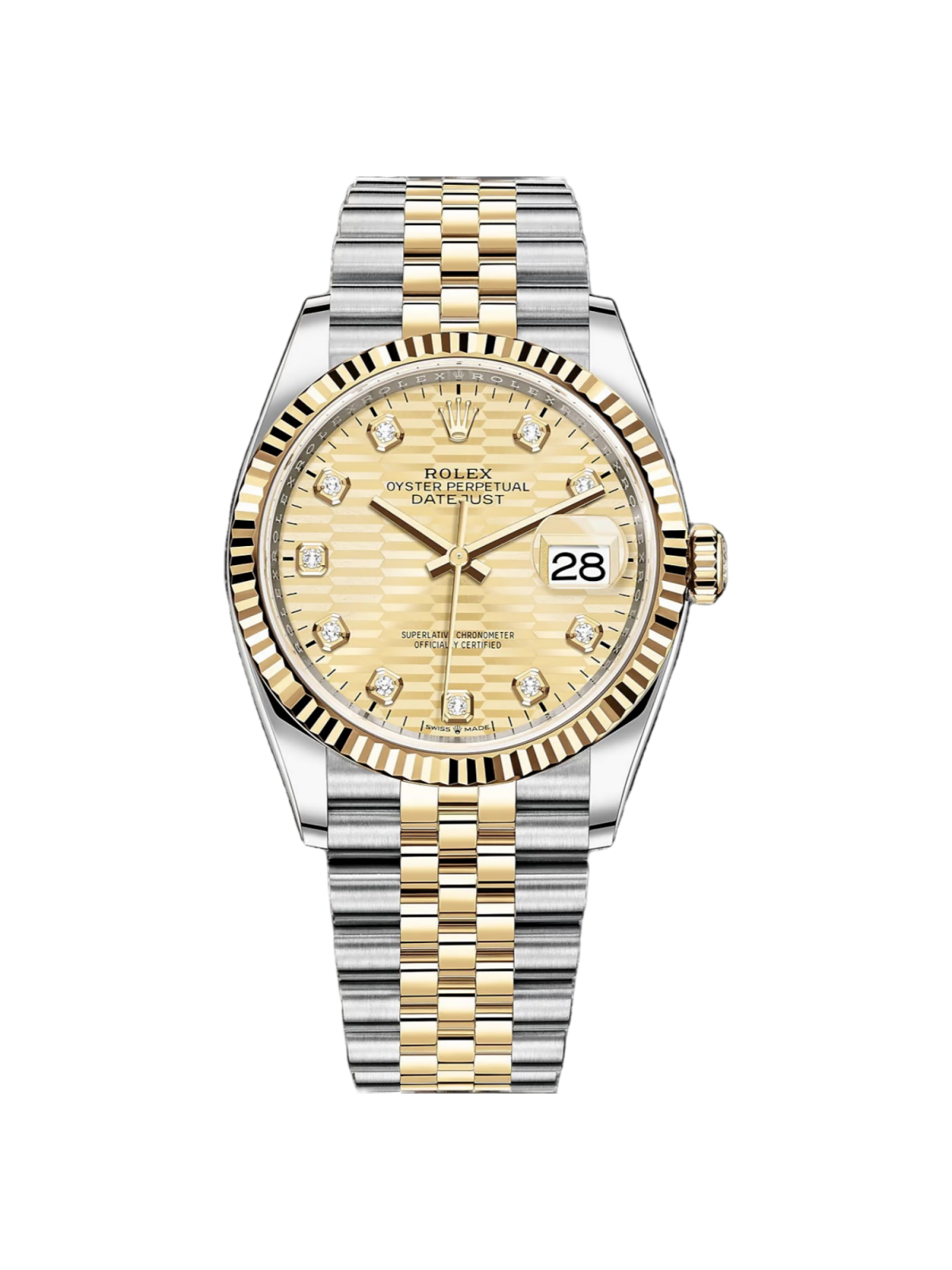 Rolex  Datejust 36mm 126233 Champagne Fluted Motif Diamond Dial Jubilee Bracelet