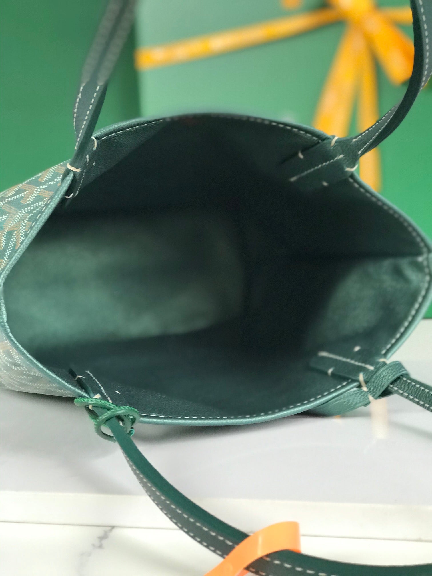 Goyard Anjou Mini Bag 20Cm Green Canvas Chevroches Calfskin
