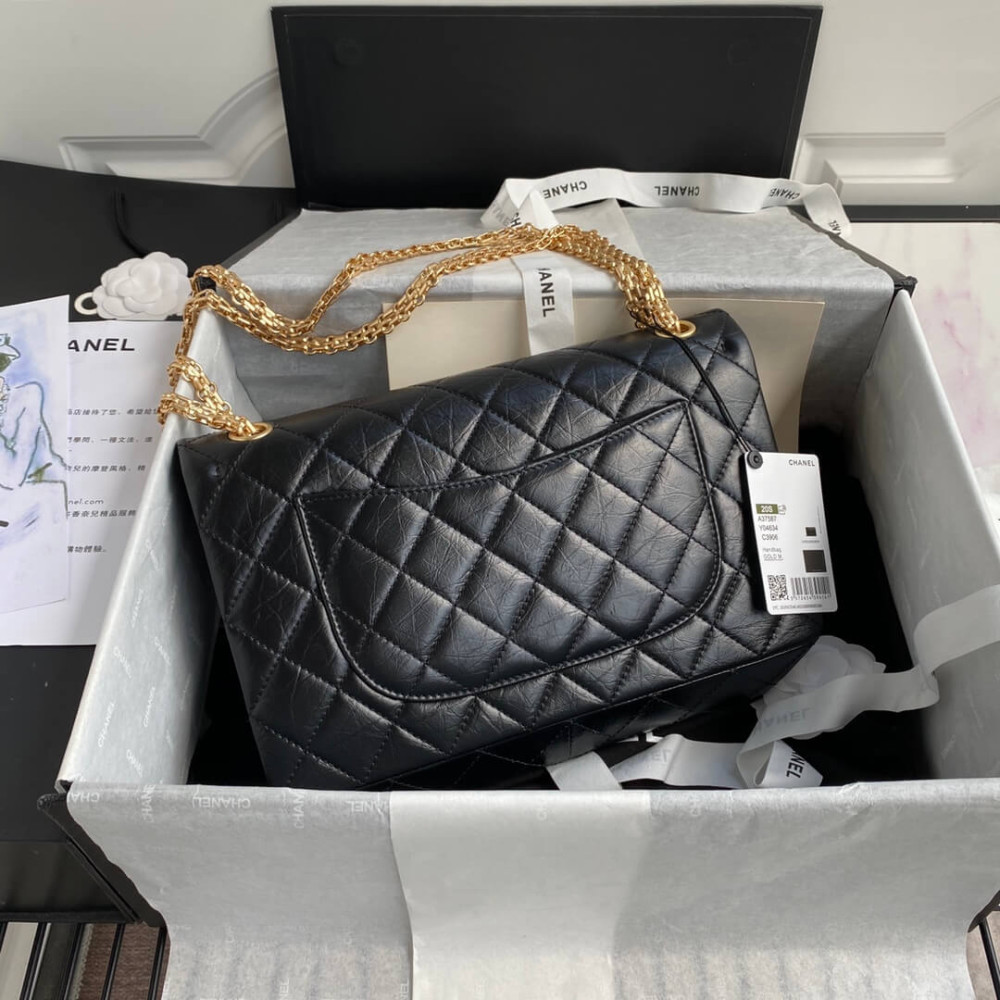 Chanel 2.55 Reissue 227 Aged Calf Black Flap Bag 28cm