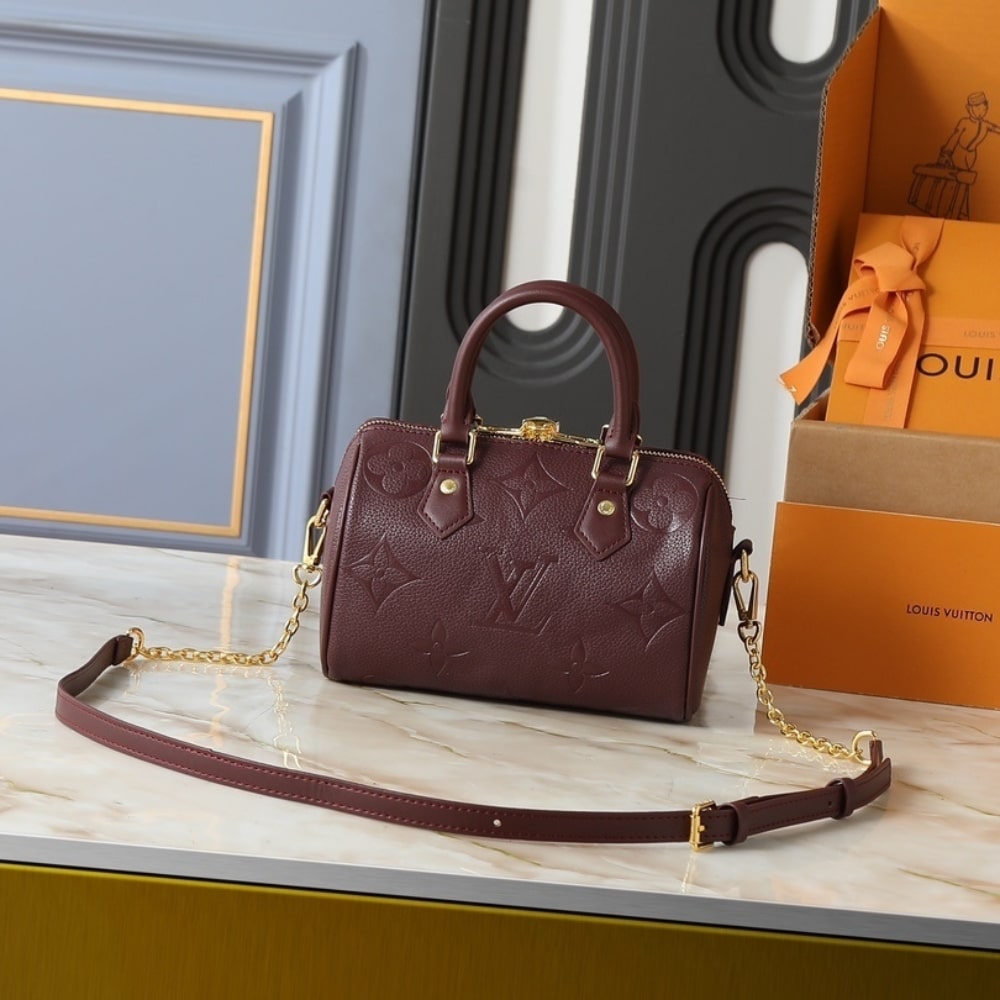 Louis Vuitton Speedy Bandouliere 20 Monogram Empreinte Grenat Red 20Cm M25929