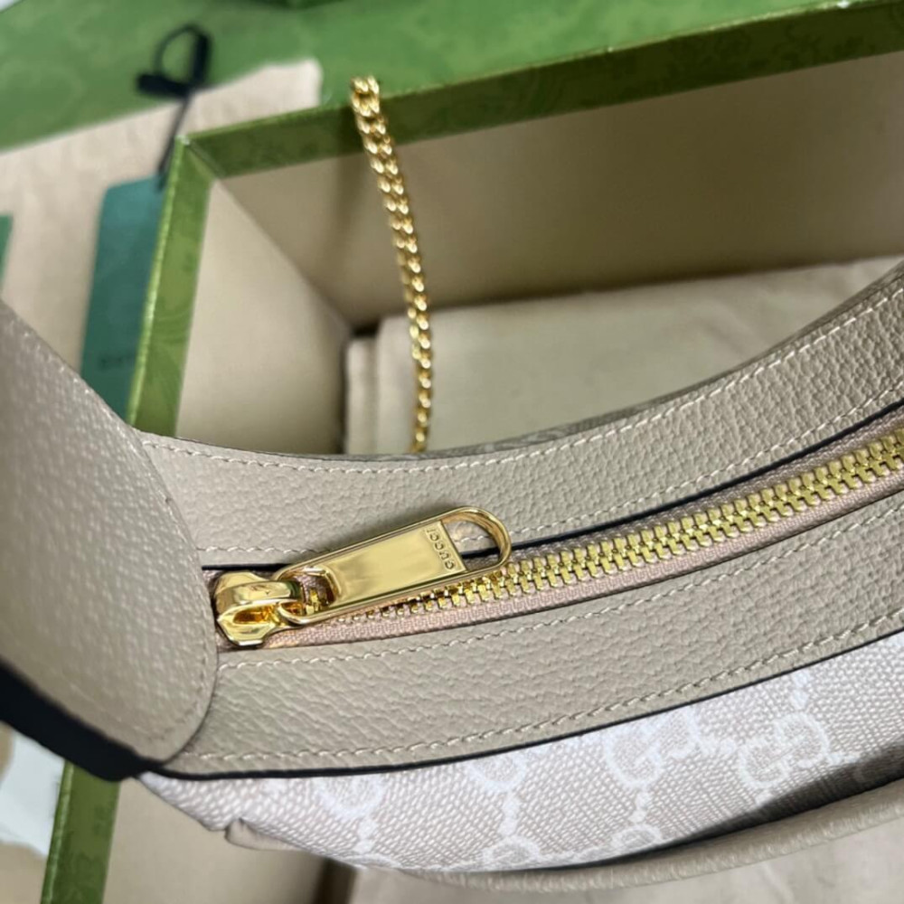 Gucci Half-Moon-Shaped Mini Bag with Interlocking G Oatmeal