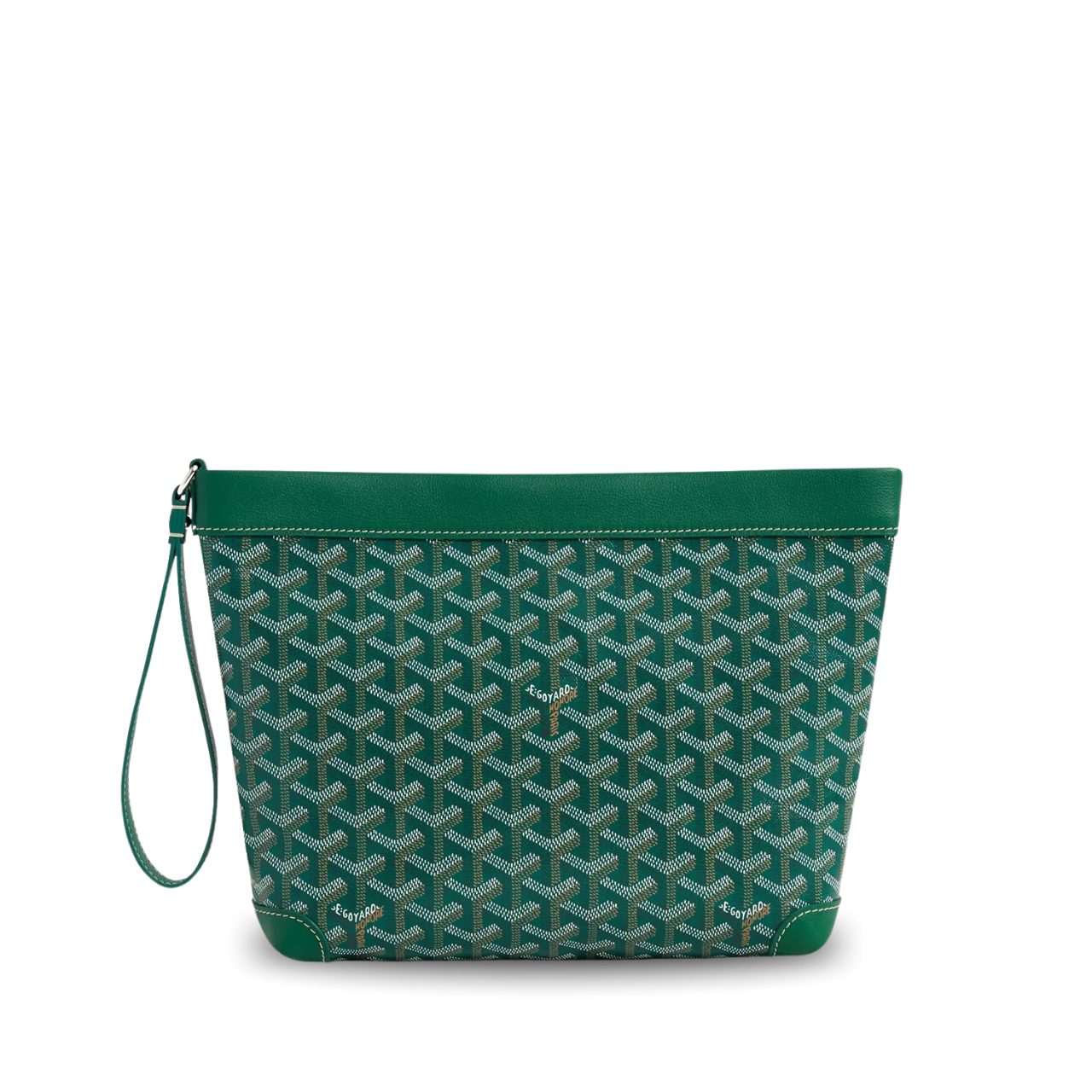 Goyard Conti Pouch 24 Cm Green Lambskin And Goyardine Canvas
