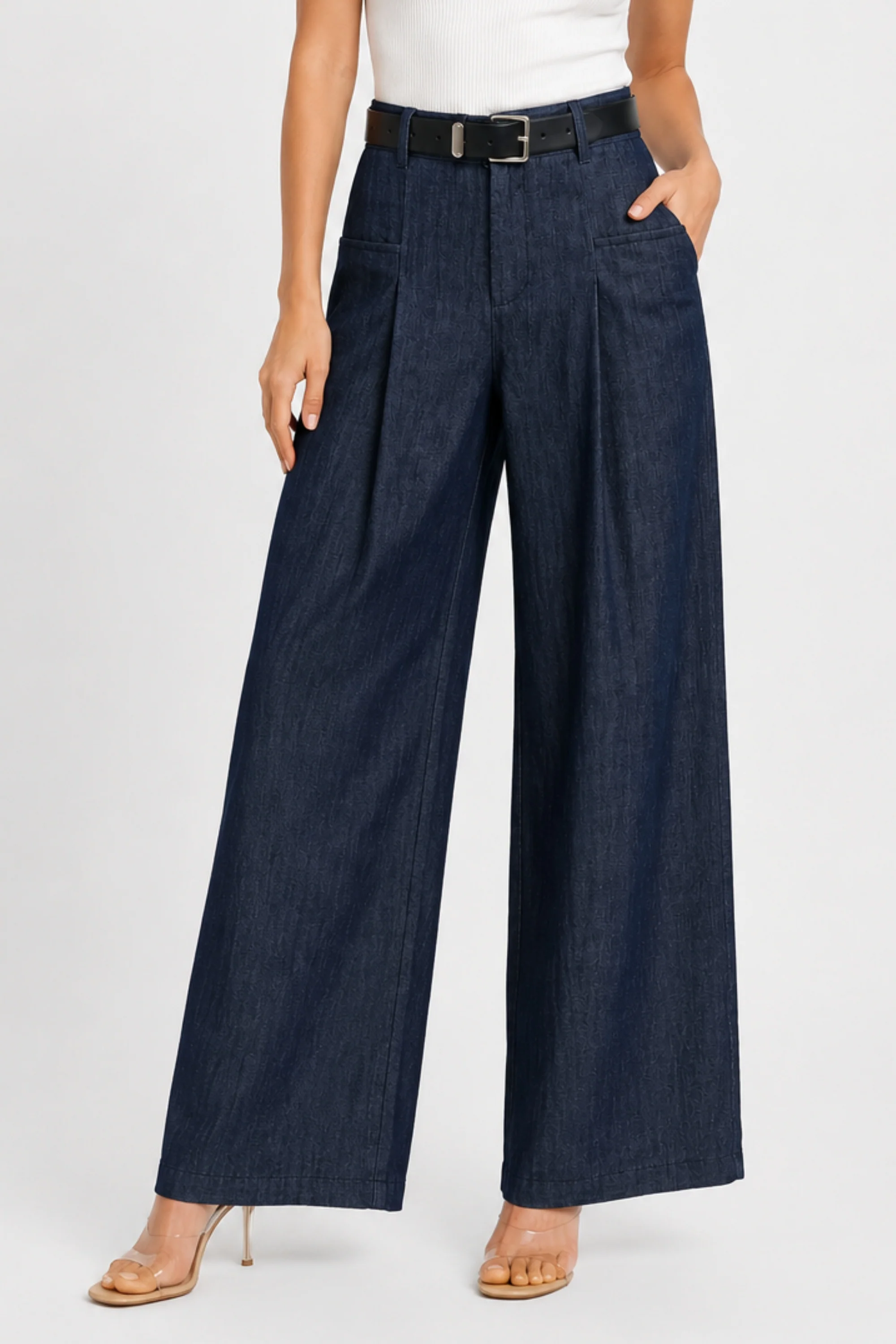 Indigo Denim Wide-Leg Pants