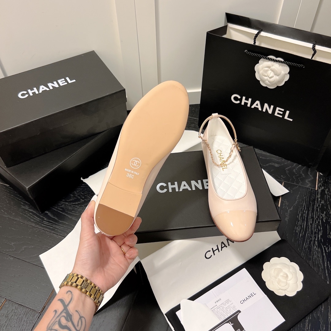 Chanel Interlocking Cc Logo Ballet Flats Light Pink