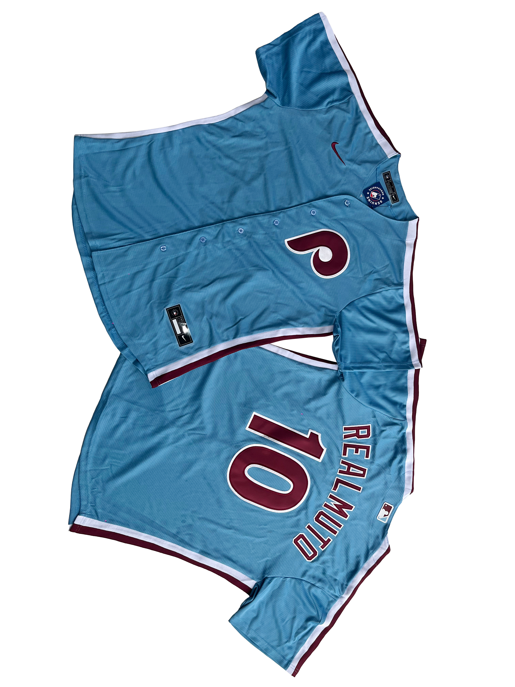Men's Philadelphia Phillies 10# J.T. Realmuto  Light Blue Player Jersey