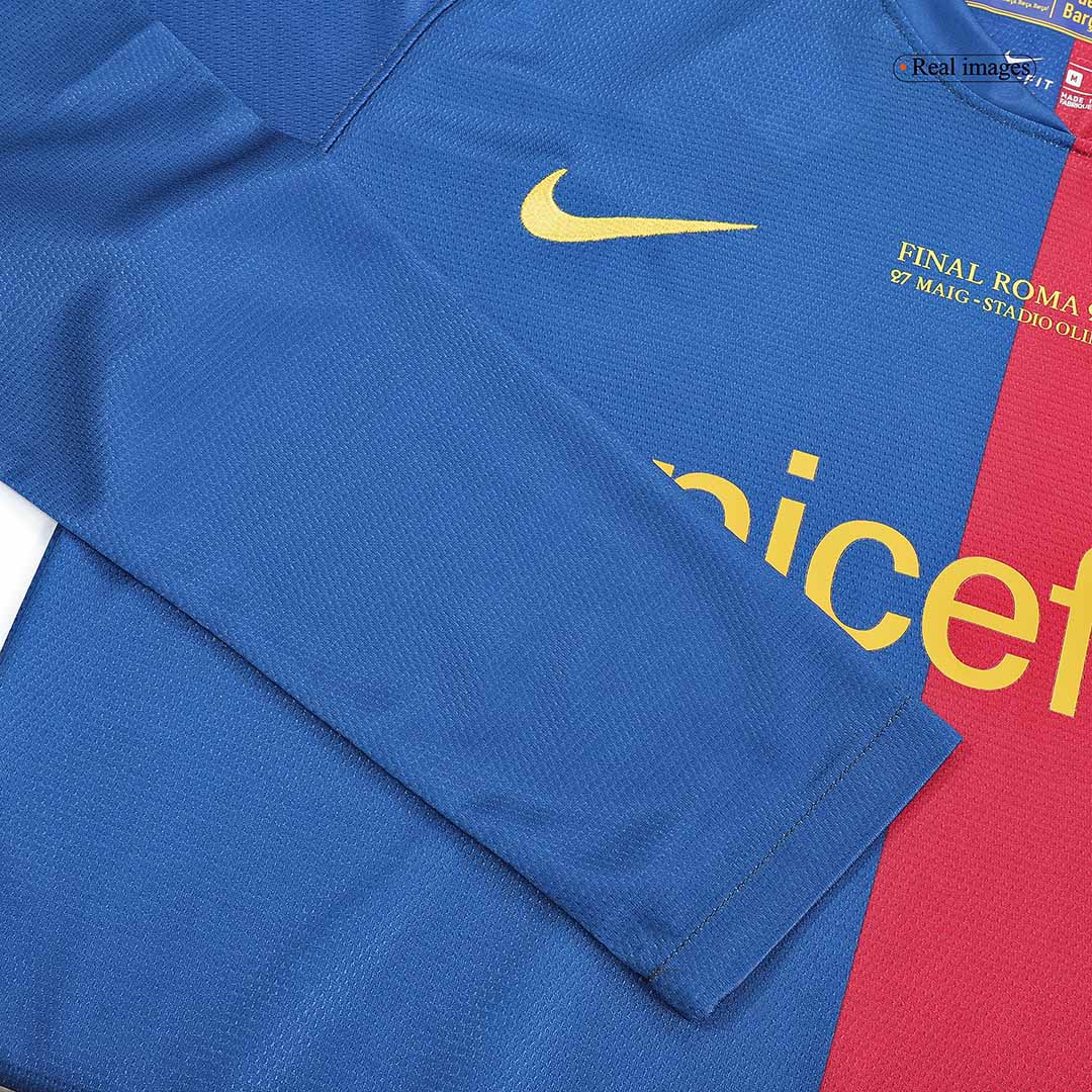 MESSI #10 Barcelona 2008/09 Home Long Sleeve Retro Soccer Jersey - UCL Final