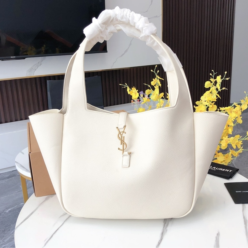 Saint Laurent Le 5 A 7 Bea In Grained Leather White 50Cm