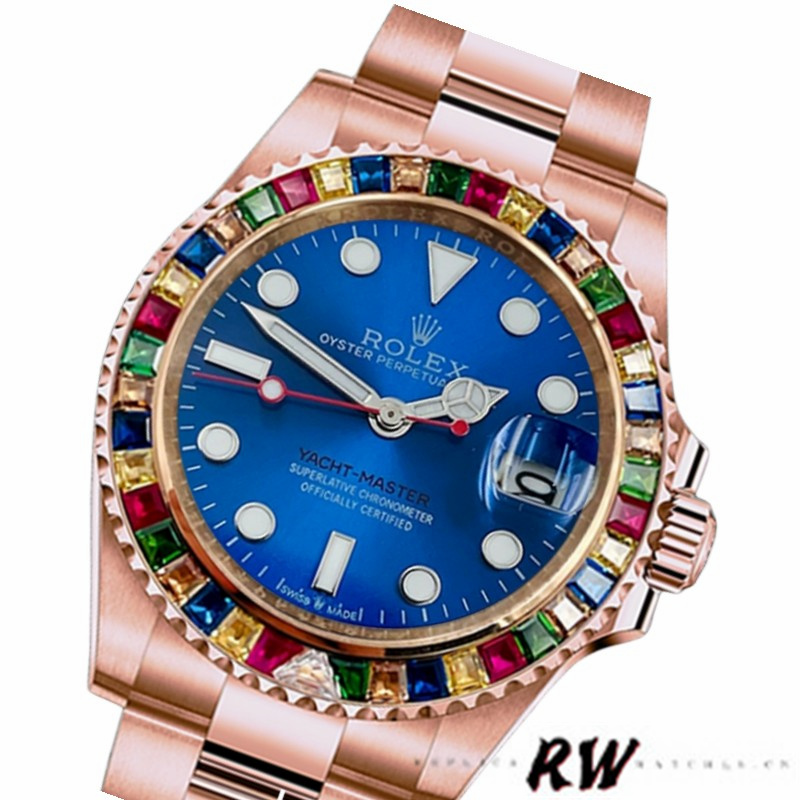 【Super Clone】Rolex Yacht-Master 116695 Everose Gold Blue Dial 40MM Mens Replica Watch
