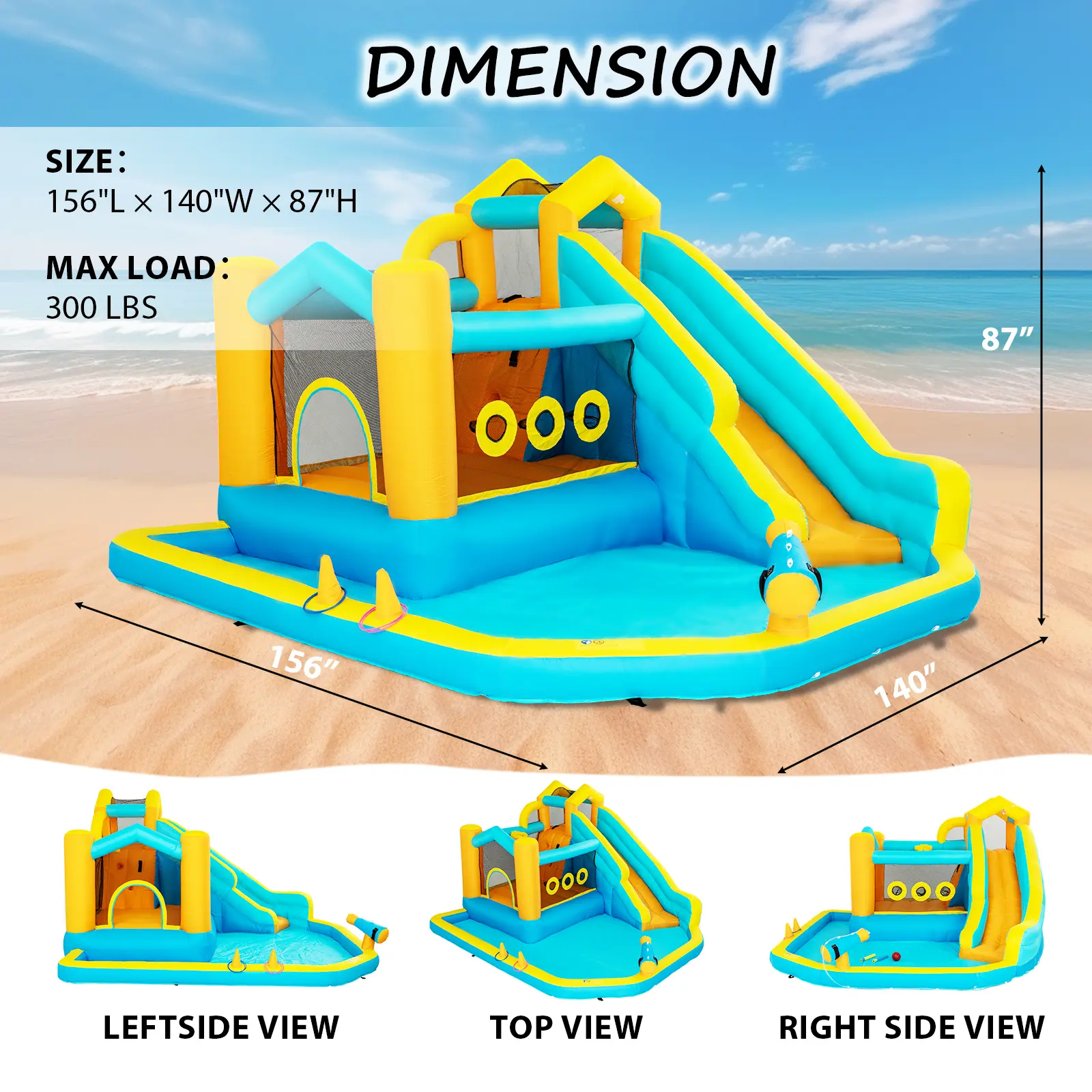 🔥Summer Deal🔥 Inflatable Water Slide Park with Splash Pool & Water Cannons