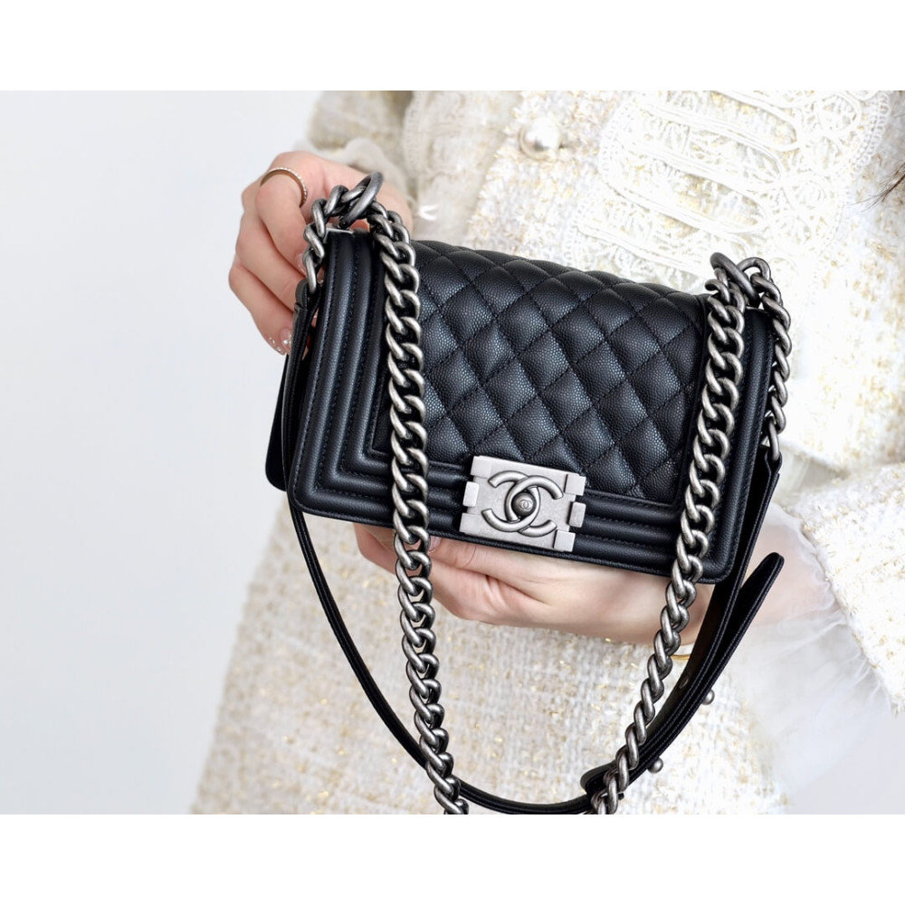 Chanel Le Boy Bag 20cm Black Caviar Leather