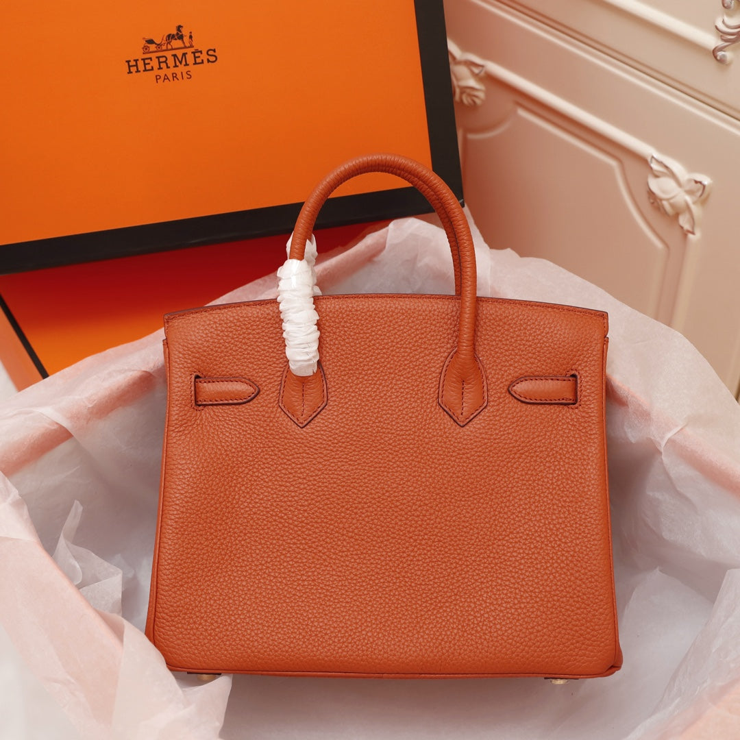 Hermes Birkin Bag 35 Fire Togo Gold Hardware