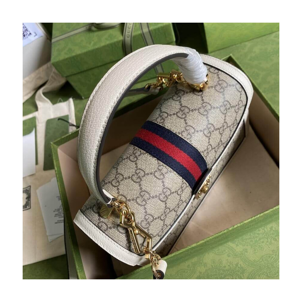 Gucci Ophidia Small Top Handle Bag With Web White
