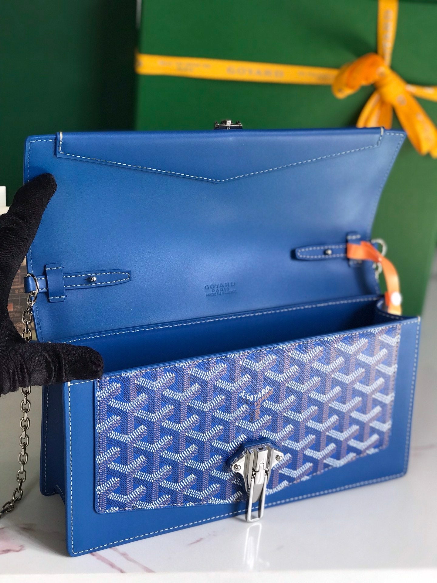 Goyard Duchesse Marie-Caroline Bag 25cm Sapphire Blue Goyardine Canvas And Smooth Calfskin