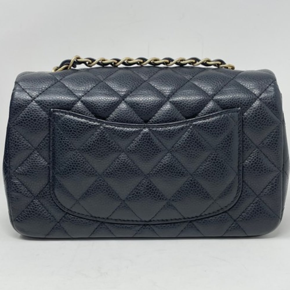 Chanel Mini Classic Handbag Gold Tone Metal Black 20Cm A69900 Y04059 94305