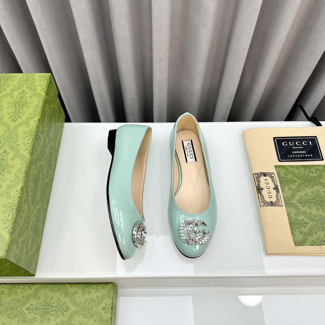 Gucci Crystal Gg Women’S Ballet Flat Blue