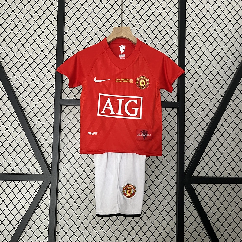 Retro 2007-08 UCL Manchester United Home Kids Football jersey retro