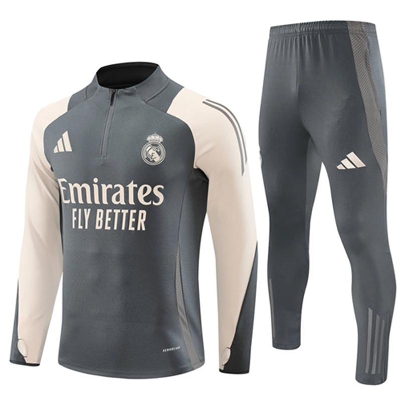 2024-25 Real Madrid Dark Grey Long Sleeve Training Suit