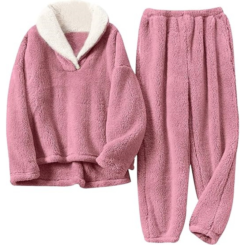 Womens Fluffy Pajamas Set