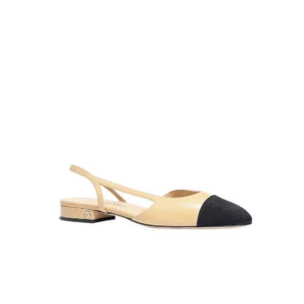 Chanel Slingback Beige Black G31319 Y50006 C8378