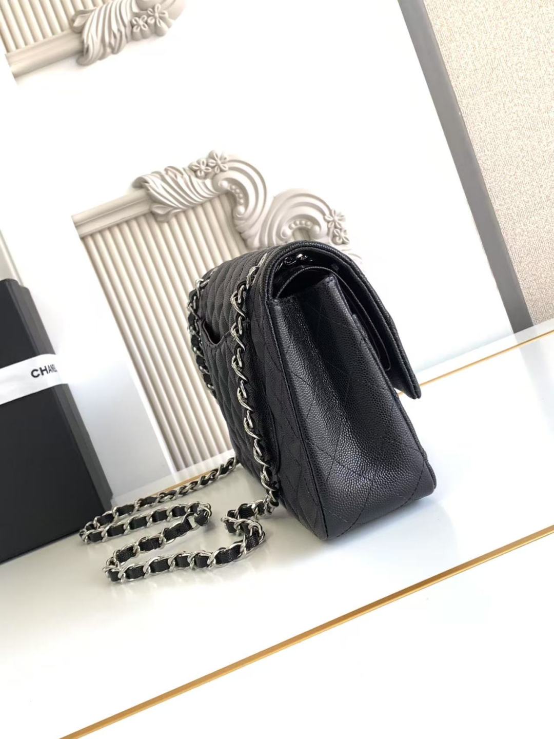 Chanel Classic Flap Bag 25 cm Black – Silver Tone Hardware A01112