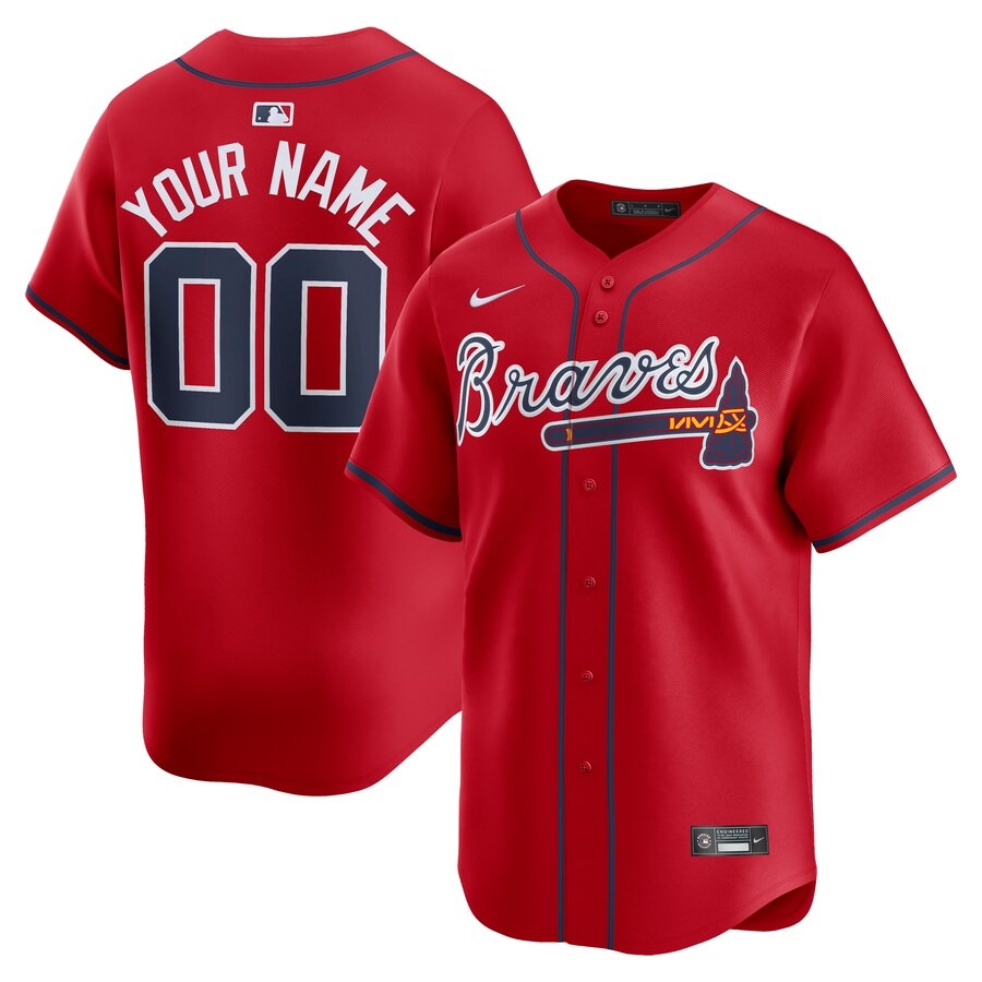 Atlanta Braves Alternate Limited Custom Jersey  Red
