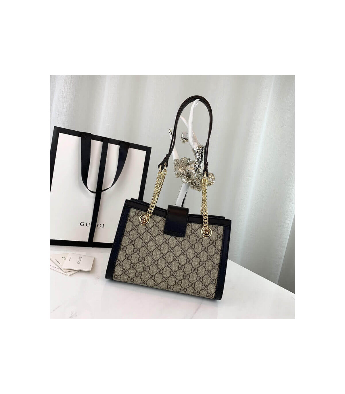 Gucci GG Supreme Padlock Small Shoulder Bag Black 26cm