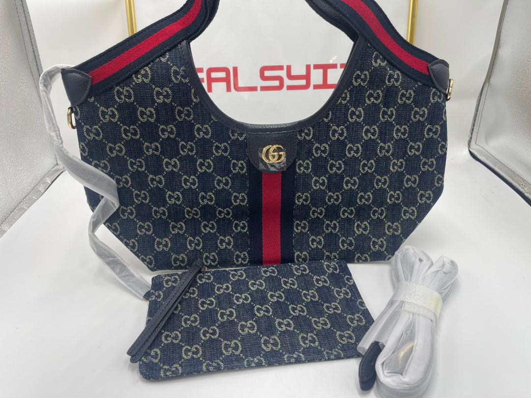Gucci Giglio GG Denim Tote Bag 25cm/9.8in