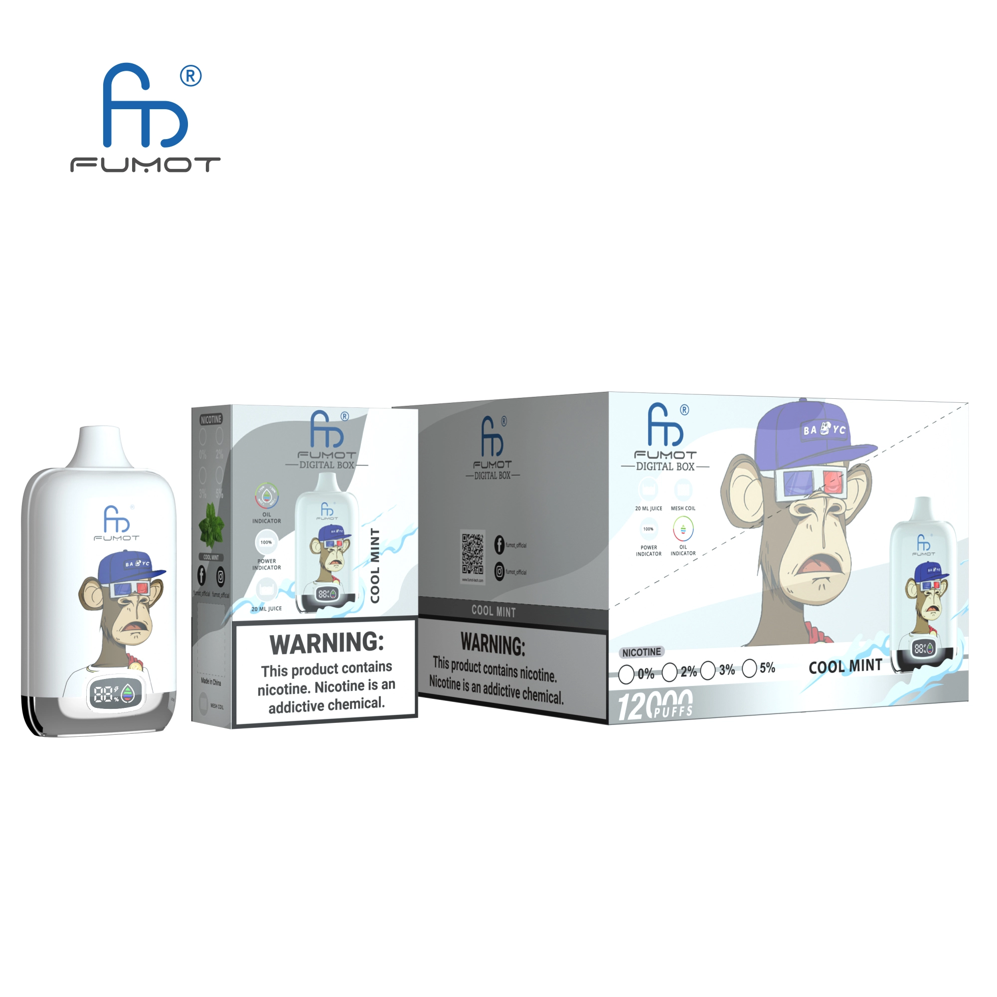 （3 pieces）RandM Digital Box 12000 Puffs Disposable Vape