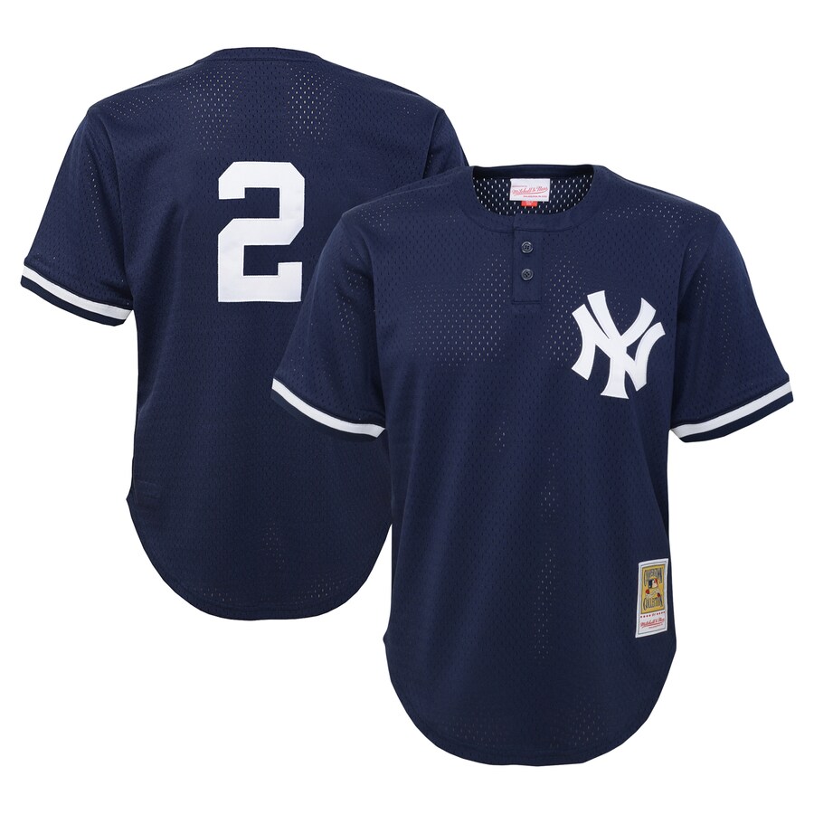 Derek Jeter New York Yankees Mitchell&Ness Toddler Cooperstown Collection Mesh Batting Practice Jersey Navy