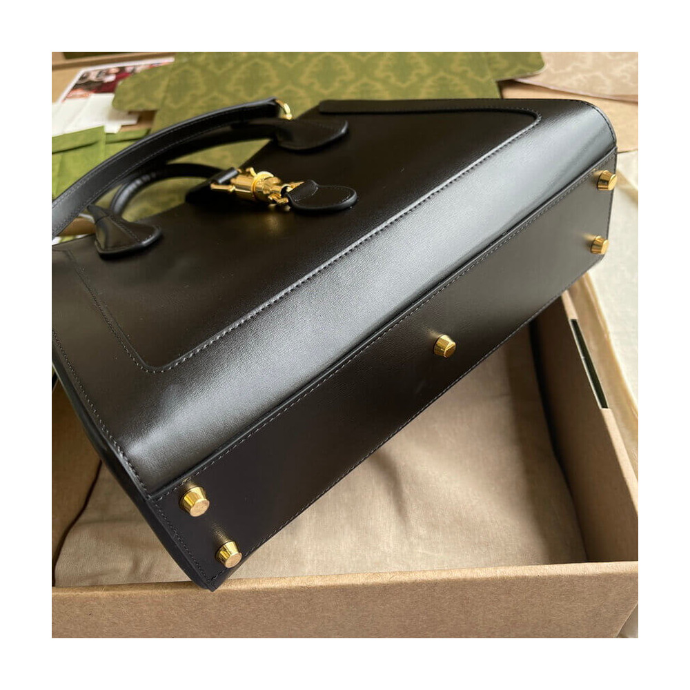 Gucci Jackie 1961 Medium Tote Bag in Black Leather 30cm