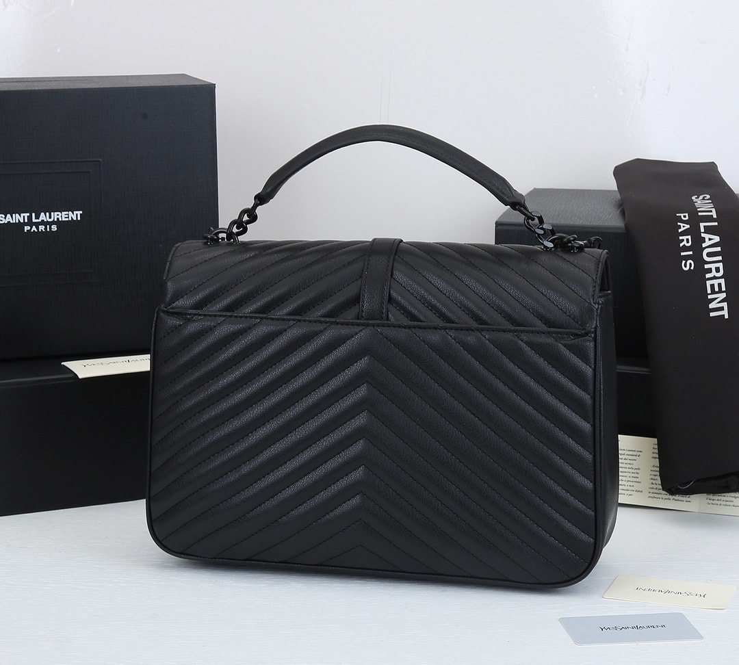 Saint Laurent College Large Chain Bag Black Tone Hardware 32Cm