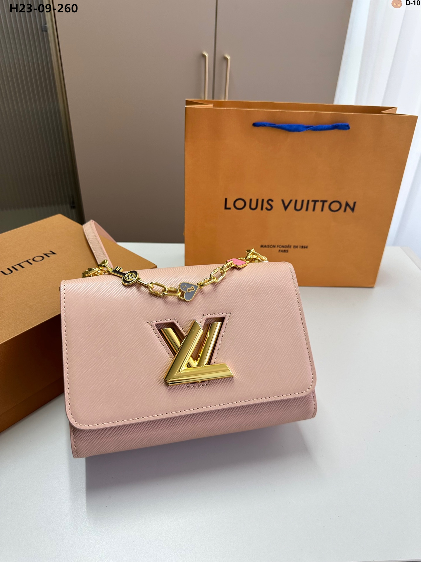 Louis Vuitton Twist Mm Bags Epi Leather Lock Chain Pink 23Cm