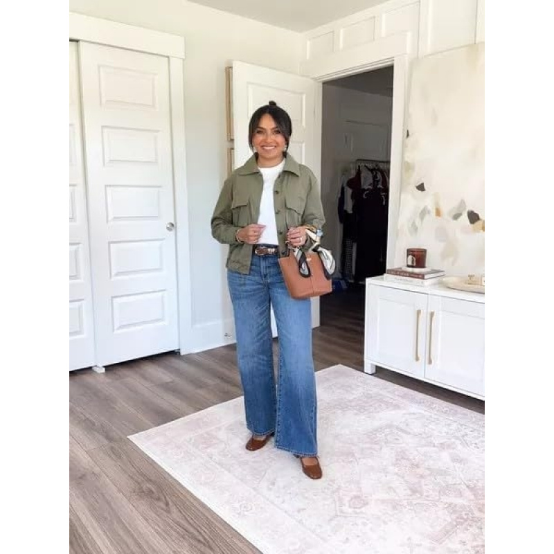 Women's Military Safari Cropped Jackets Button