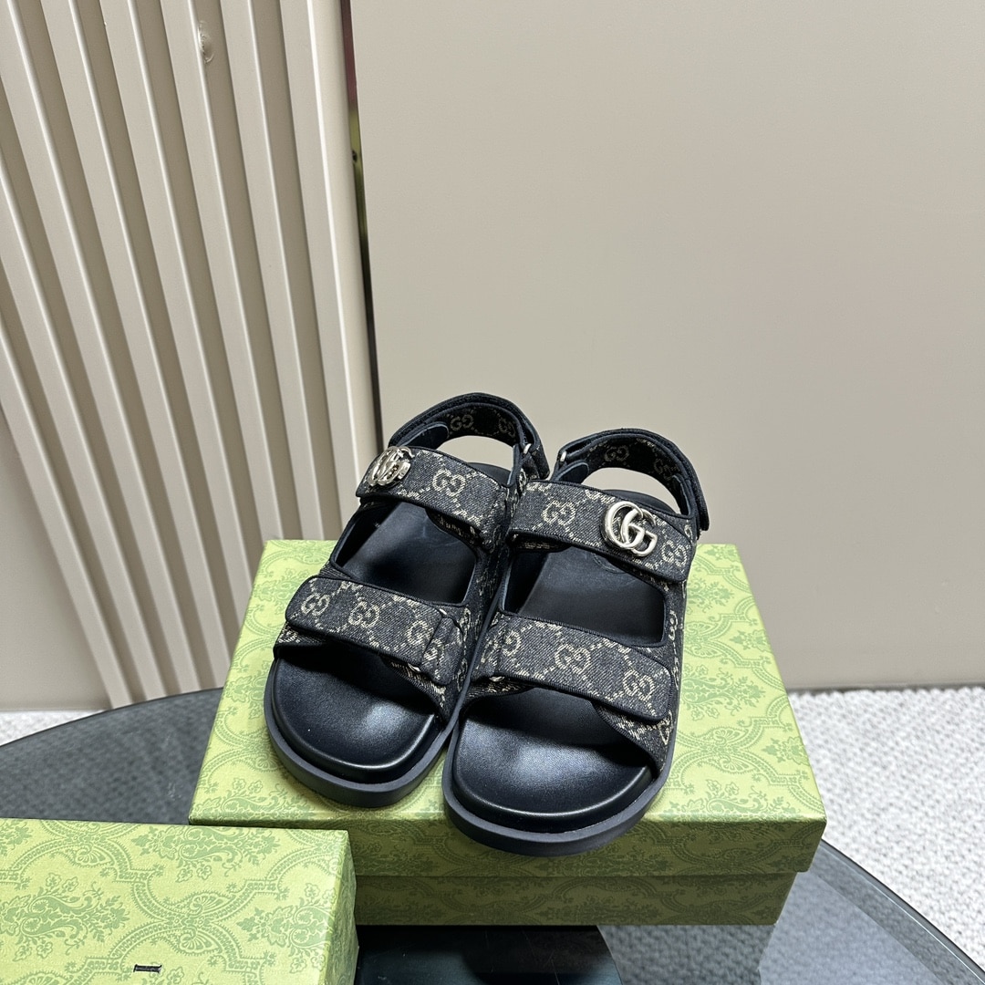 Gucci Double G Sandal Denim 771575 Facvp 8446
