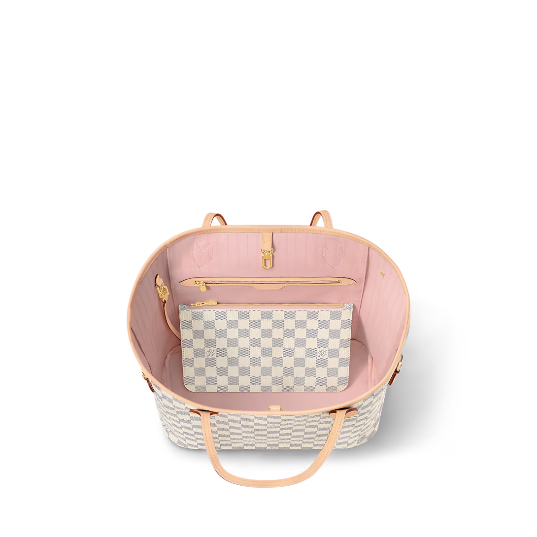 Louis Vuitton Neverfull MM Tote Bag Damier Azur Canvas Rose Ballerine 31cm N40603