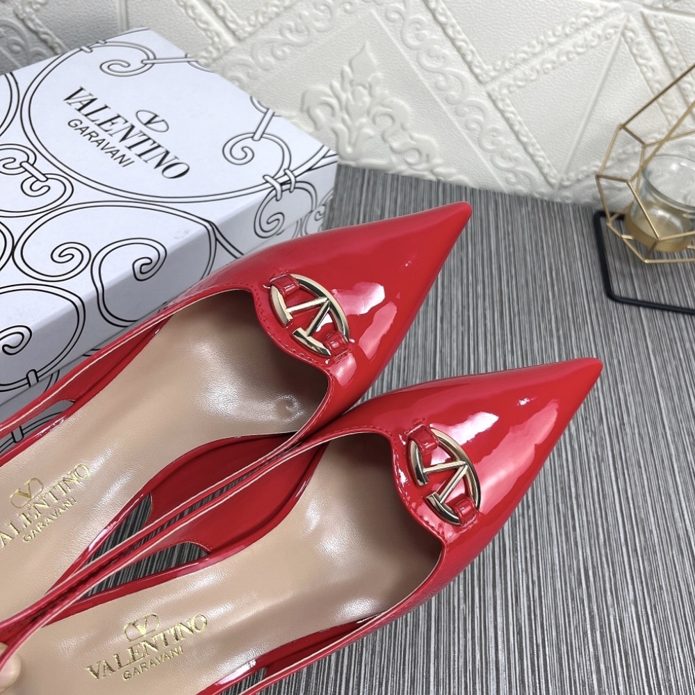 Valentino VLogo The Bold Edition Patent Leather Slingback Pumps, 60mm – Rouge Pur