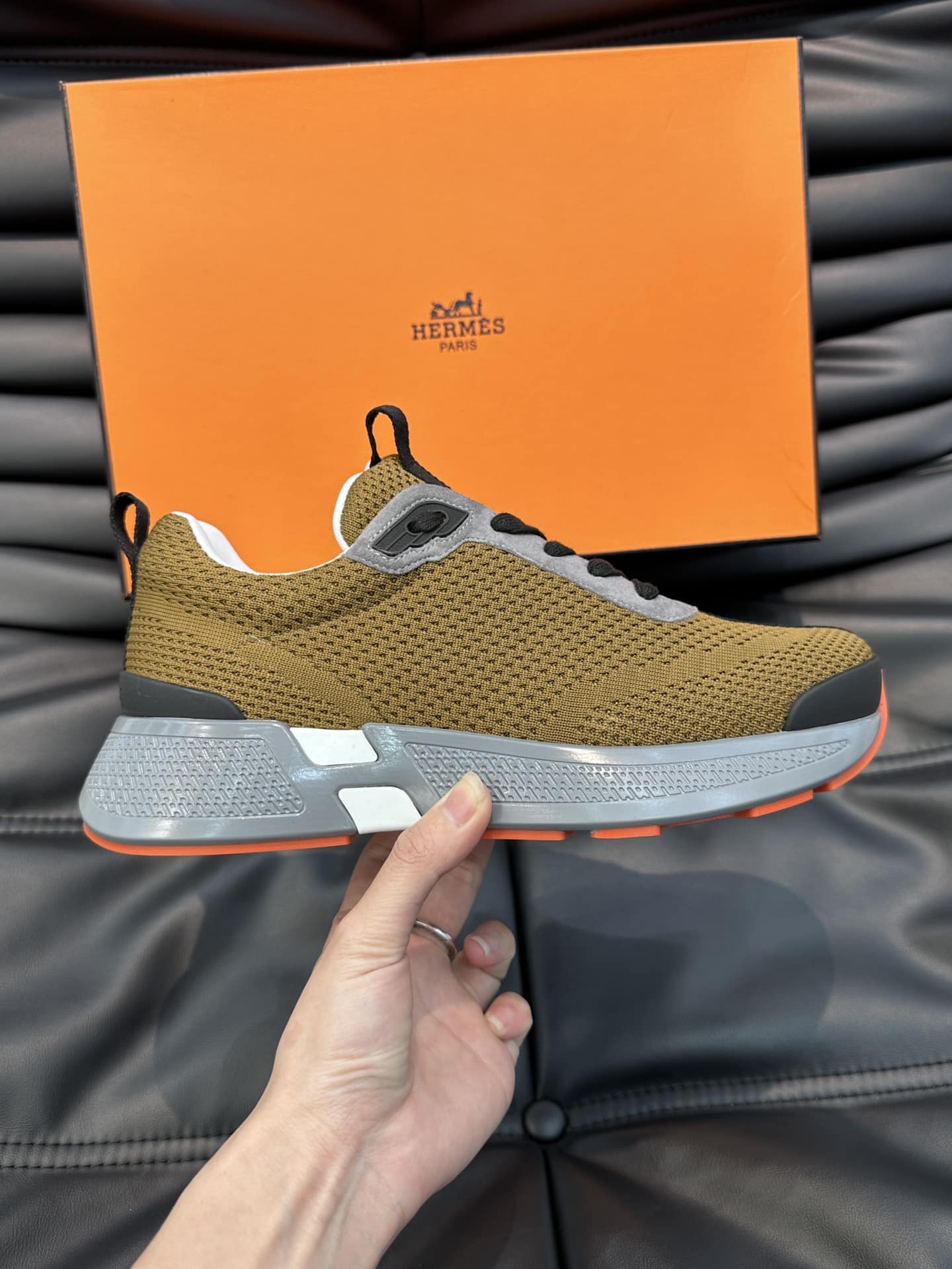 Hermes Heros Sneaker Khaki Gray H232985Zh1R400