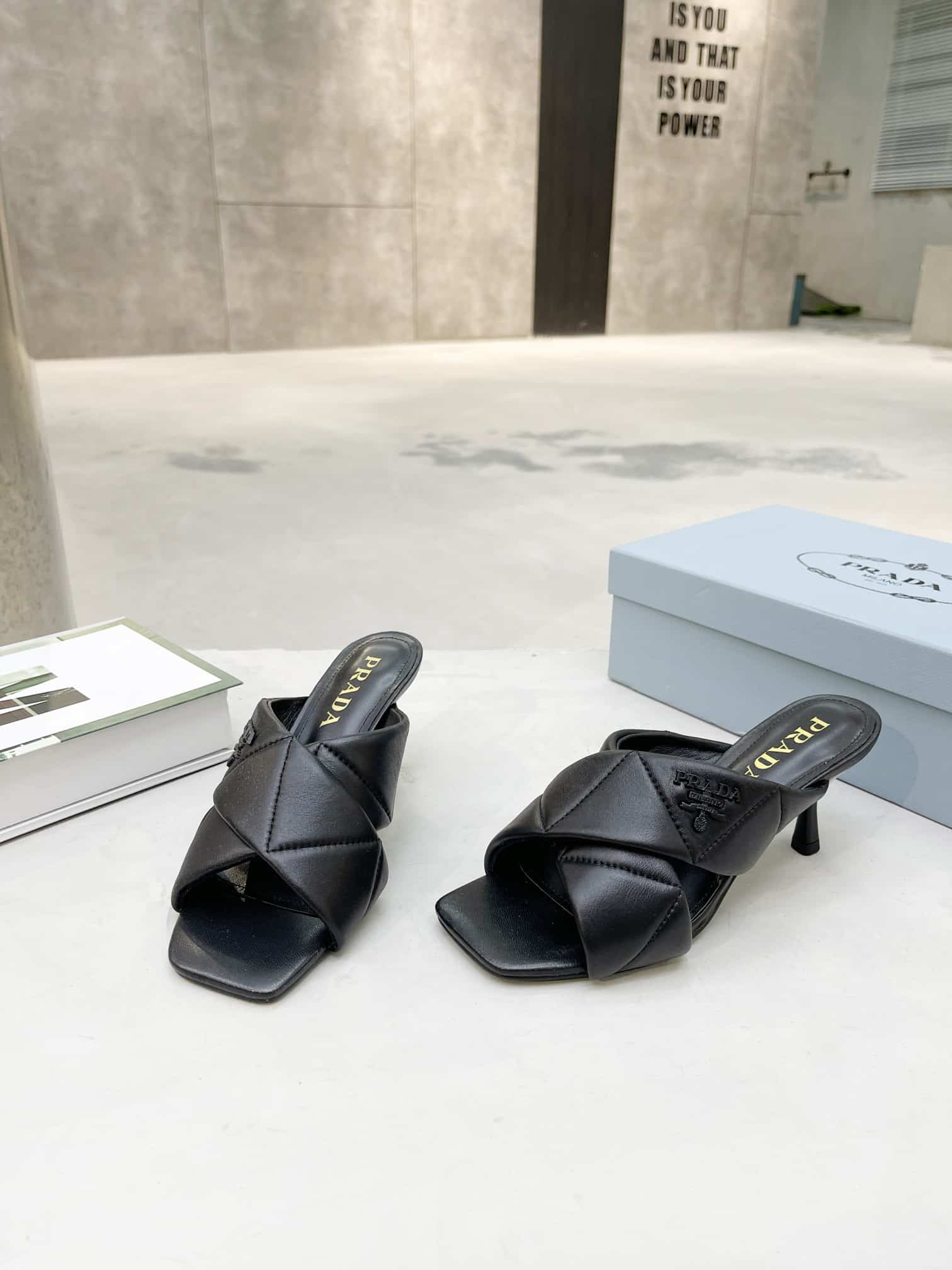 Prada Black Quilted Leather Mule
