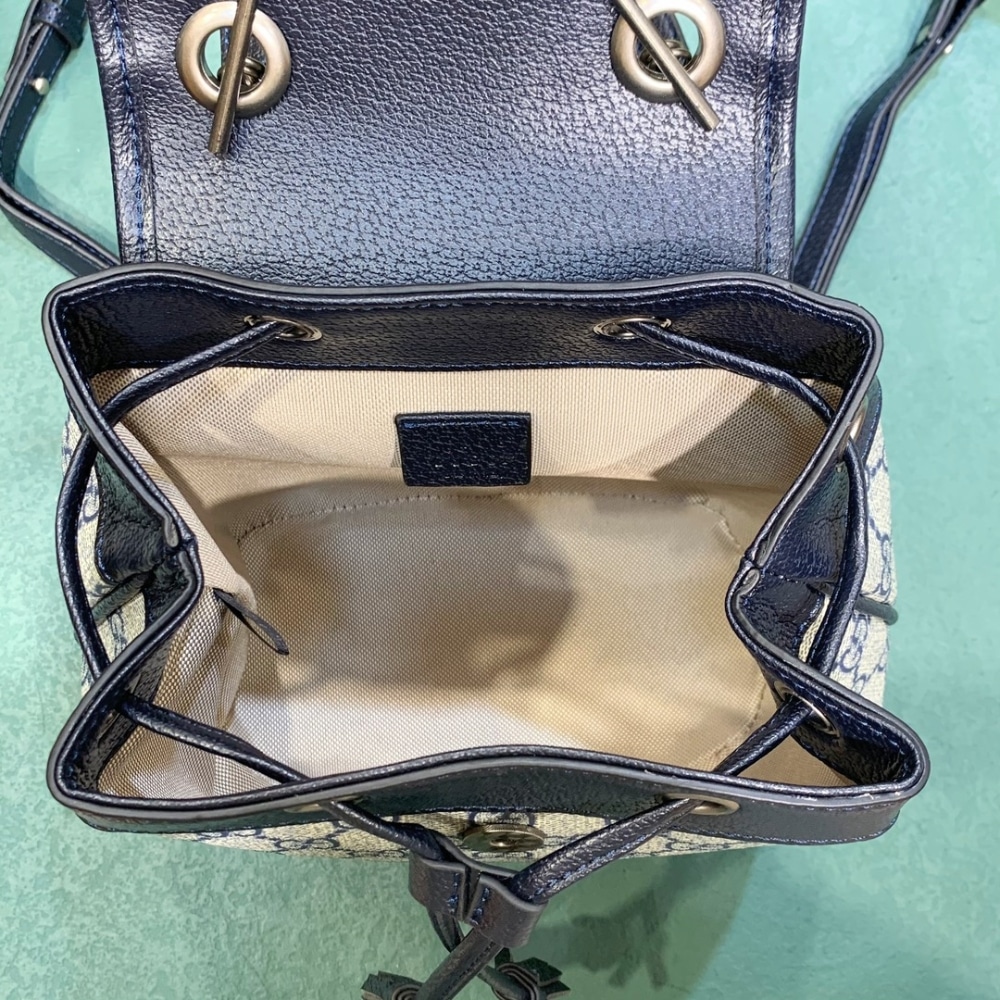 Gucci Ophidia Gg Supreme Canvas Mini Backpack Beige Blue 20Cm 795221 96Iwn 4076