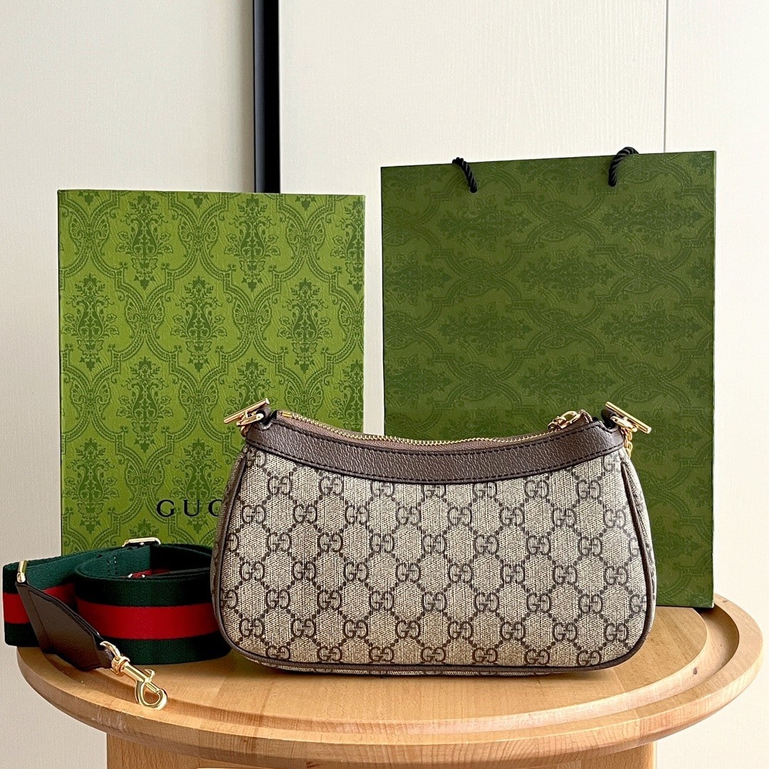 Gucci Ophidia Small Shoulder Bag Beige And Dark Brown 25Cm 735132 FABLE 9442