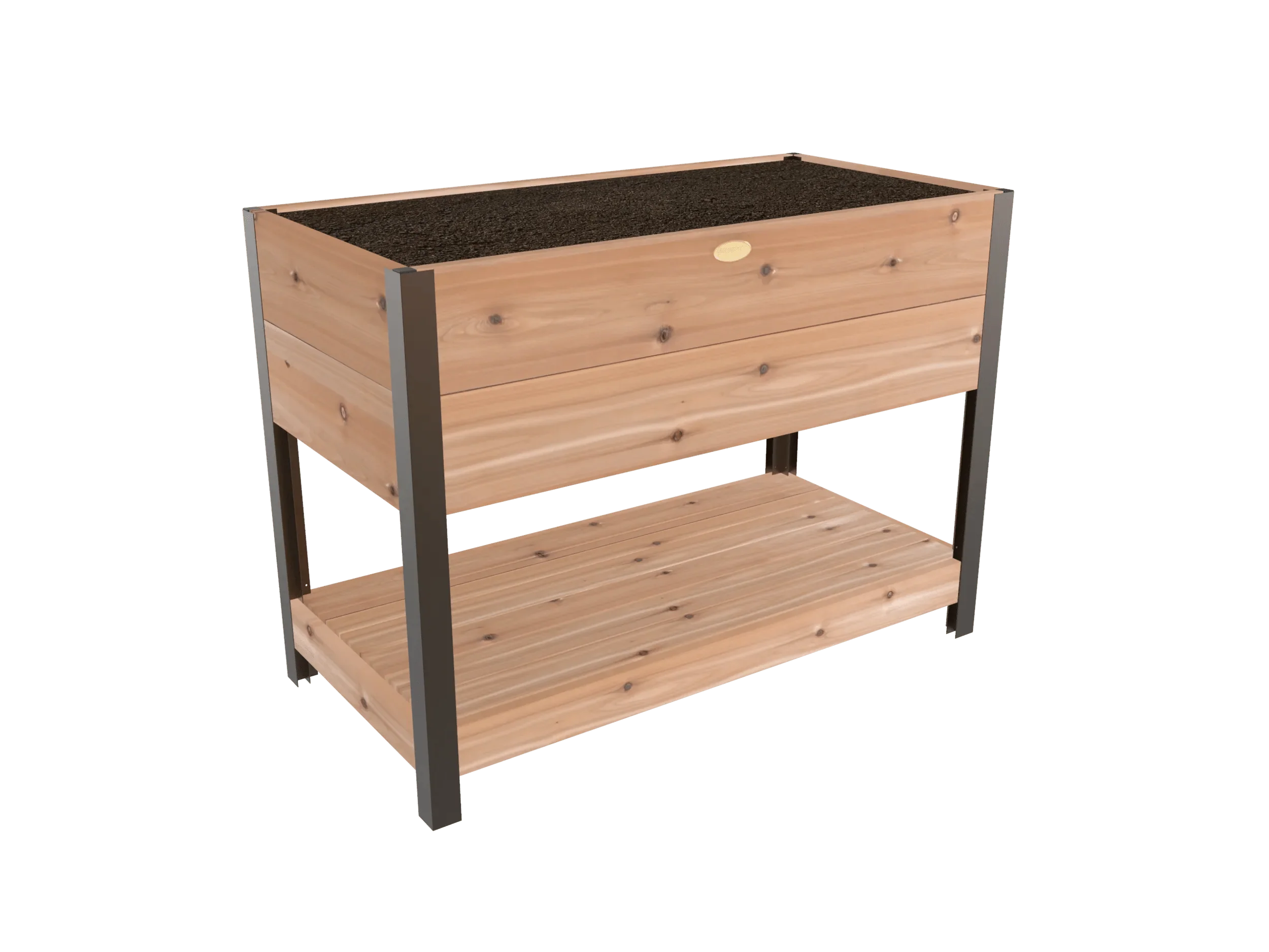 Elevated Cedar Planter Box with Shelf, 2' x 4'